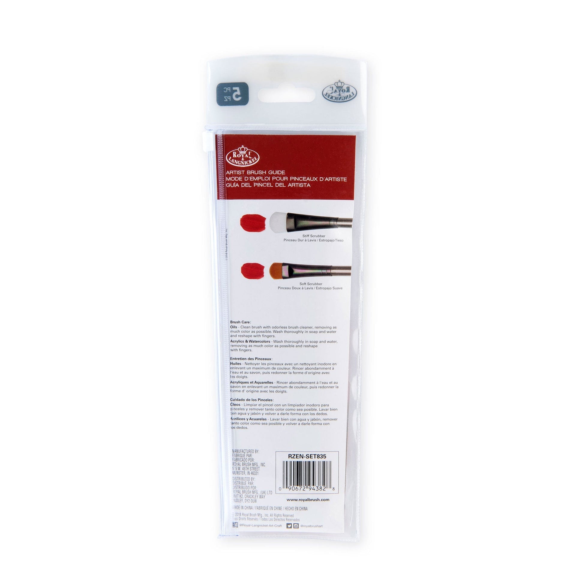 RZEN-SET835 - zen™ 83 Series 5pc Standard Handle Scrubber Brush Set packaging back