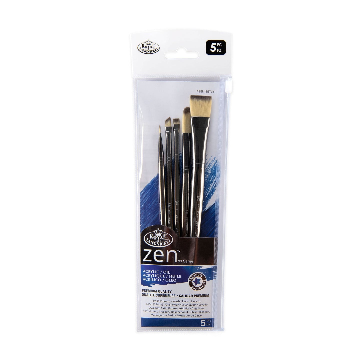 RZEN-SET931 - zen™ 93 Series 5pc Standard Handle Variety Brush Set packaging front