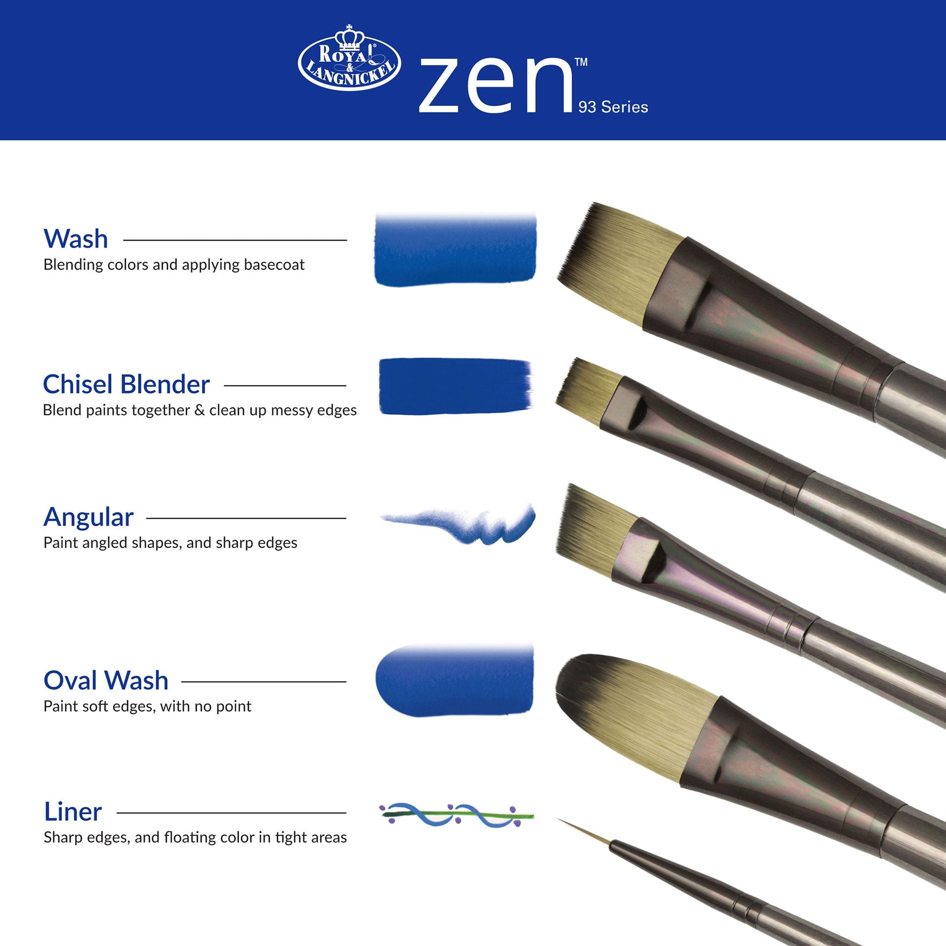 RZEN-SET931 - zen™ 93 Series 5pc Standard Handle Variety Brush Set infographic 2