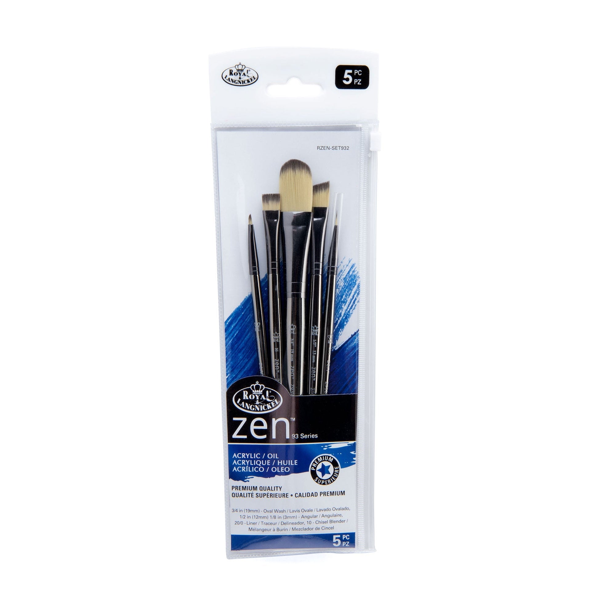 RZEN-SET932 - zen™ 93 Series 5pc Standard Handle Variety Brush Set packaging front