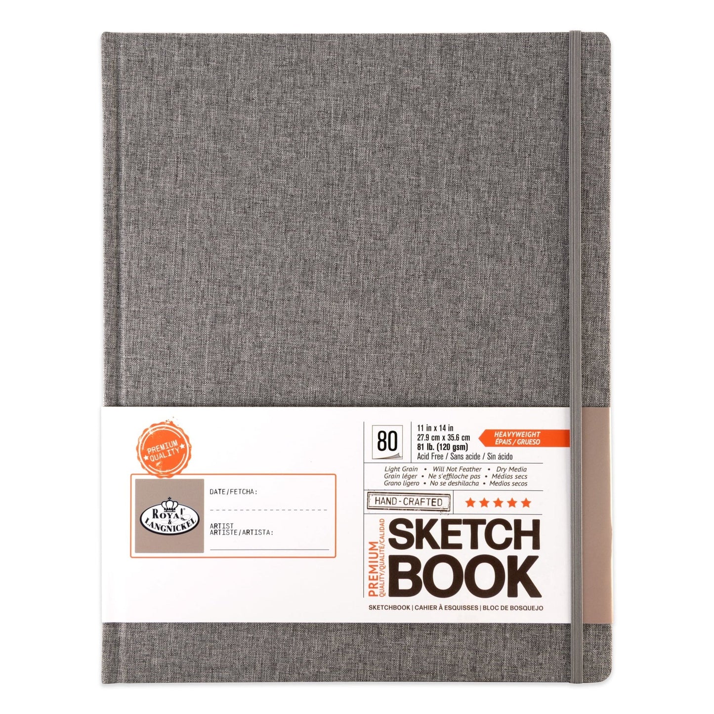 SKTGRY-1114 | 11" x 14" Gray Fabric Hardbound Sketchbook