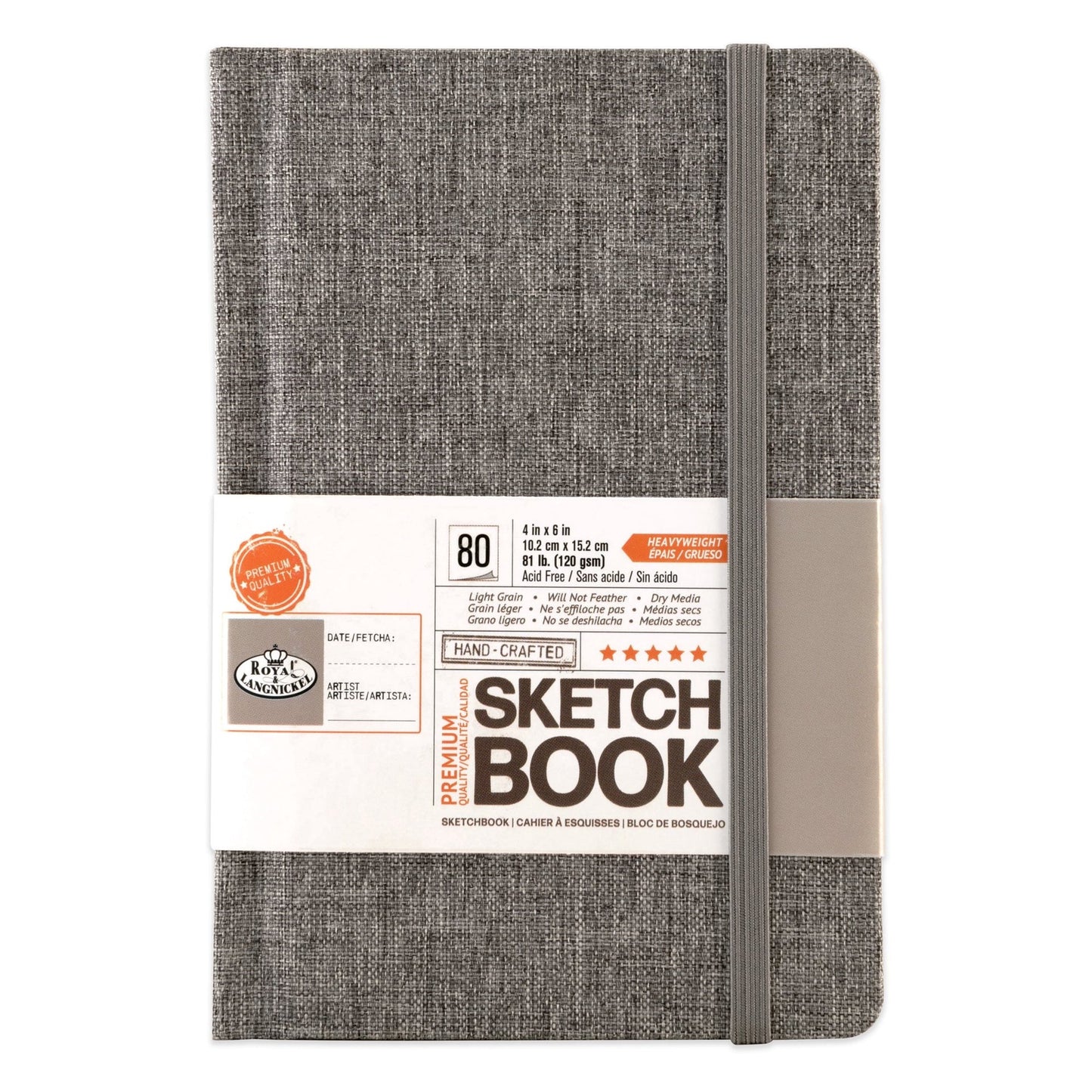 SKTGRY-46 | 4" x 6" Gray Fabric Hardbound Sketchbook