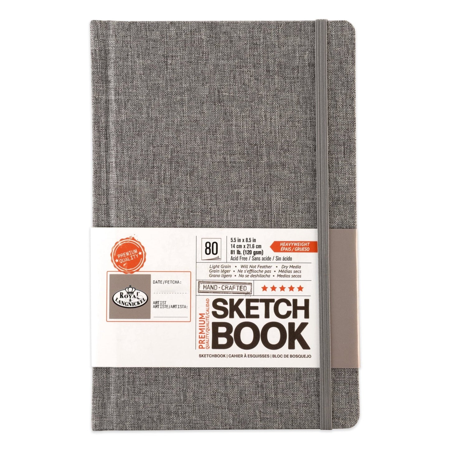 SKTGRY-58 | 5.5" x 8.5" Gray Fabric Hardbound Sketchbook