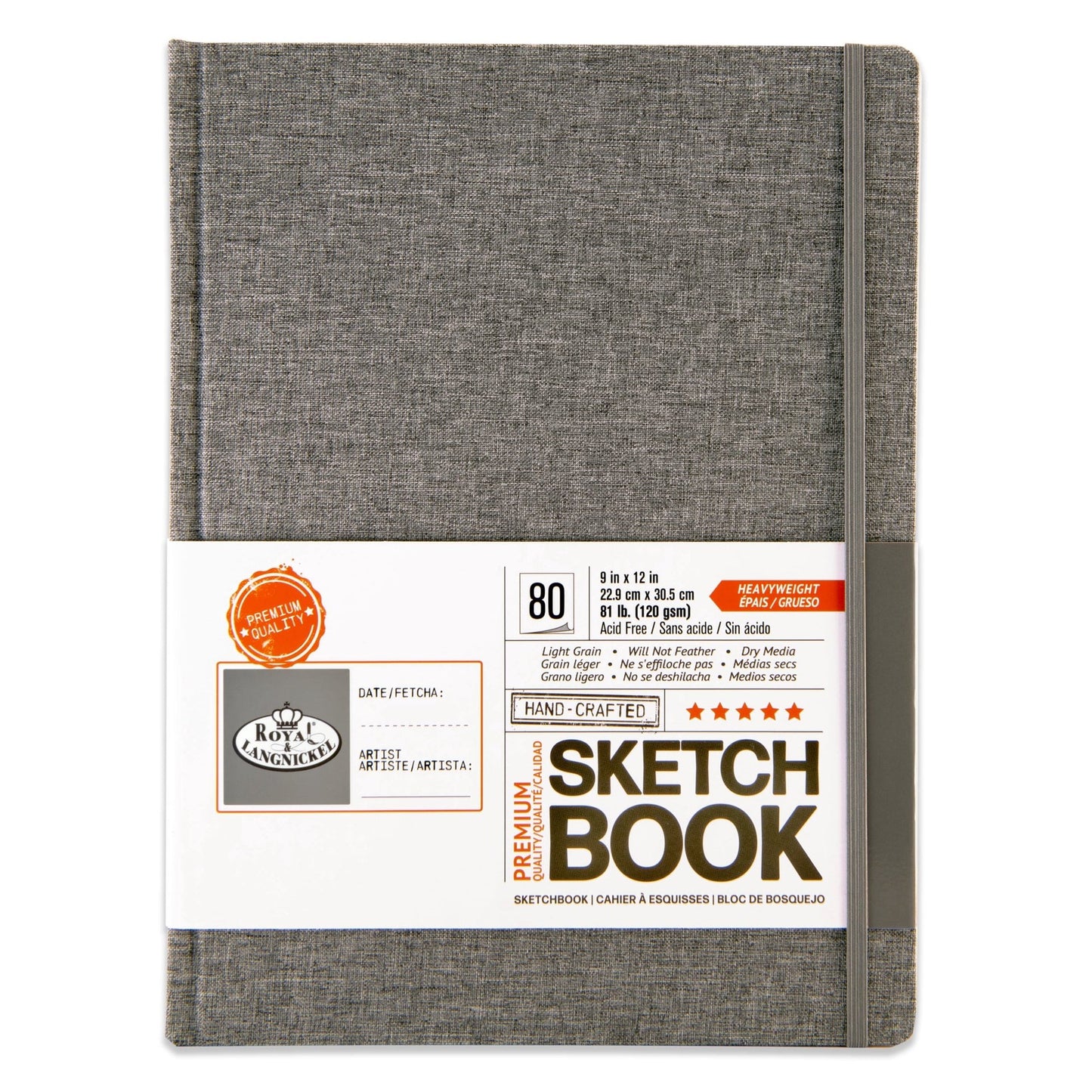 SKTGRY-912 | 9" x 12" Gray Fabric Hardbound Sketchbook