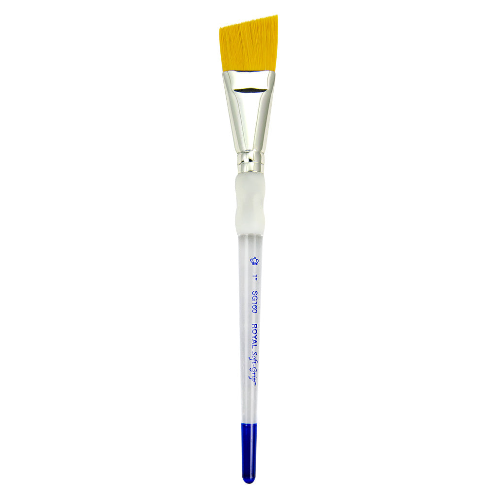 SG160-1" - Soft-Grip™ Golden Taklon Standard Handle Angular Brush Size 1"