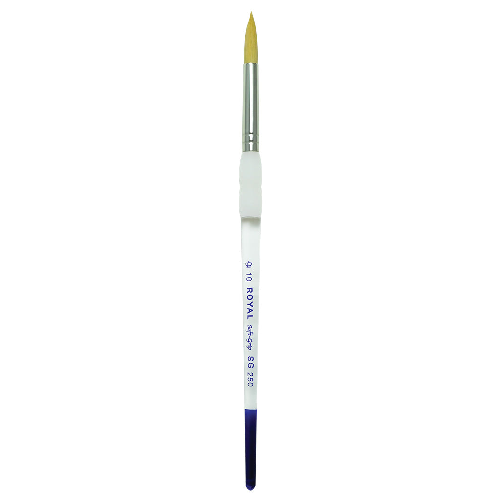 SG250-10 - Soft-Grip™ Golden Taklon Standard Handle Round Brush Size 10