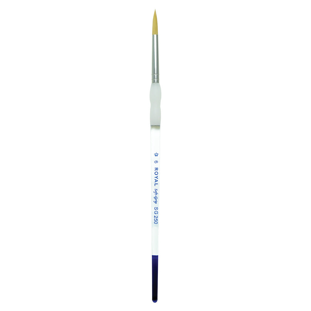 SG250-6 - Soft-Grip™ Golden Taklon Standard Handle Round Brush Size 6