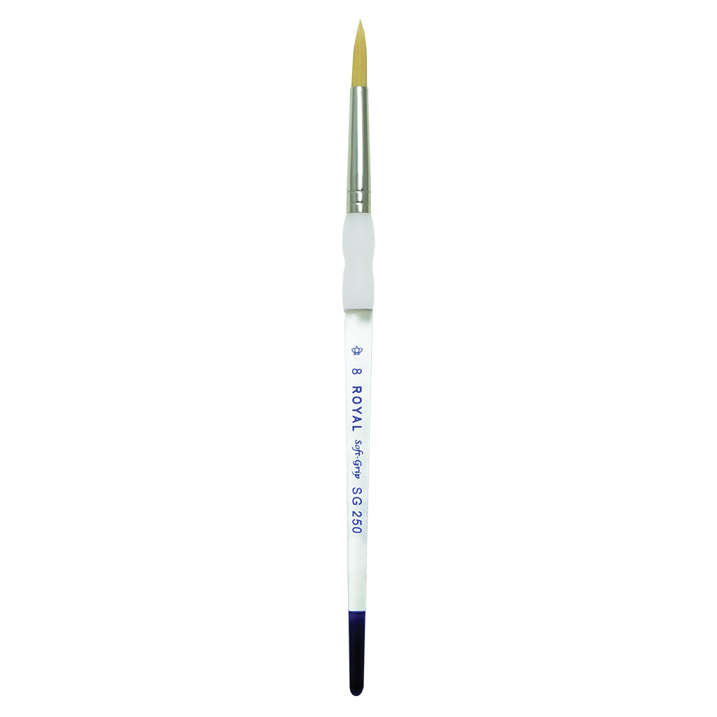 SG250-8 - Soft-Grip™ Golden Taklon Standard Handle Round Brush Size 8