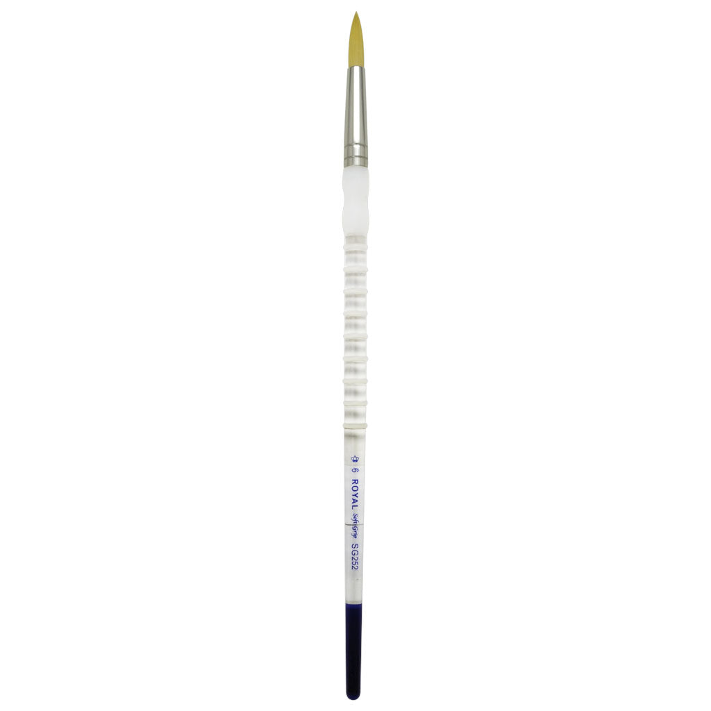 SG252-6 - Soft-Grip™ Golden Taklon Long Handle Round Brush Size 6