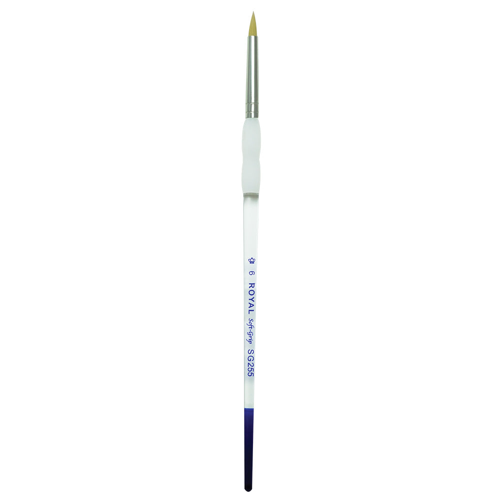 SG255-6 - Soft-Grip™ Golden Taklon Standard Handle Short Round Brush Size 6