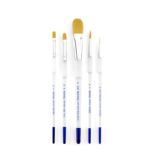 SG301 - Soft-Grip™ 5pc Golden Taklon Variety Brush Set