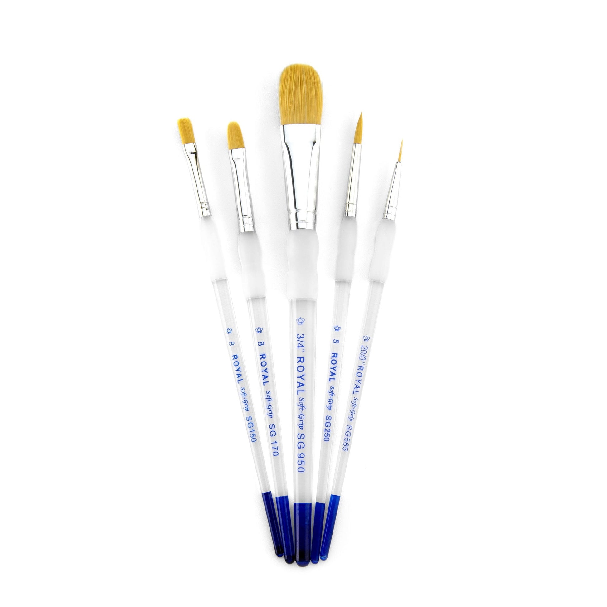 SG301 - Soft-Grip™ 5pc Golden Taklon Variety Brush Set glam 3