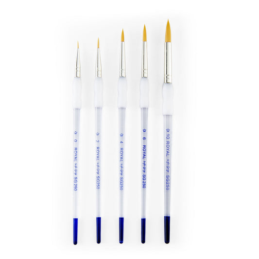 SG303 - Soft-Grip™ 5pc Golden Taklon Round Brush Set