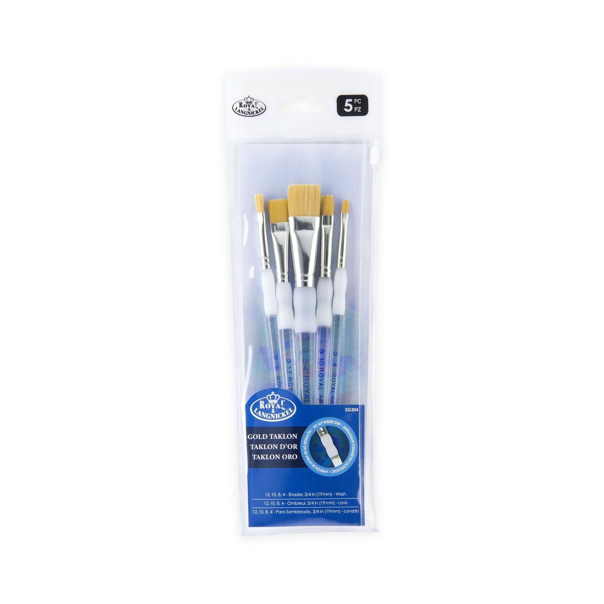 SG304 - Soft-Grip™ 5pc Golden Taklon Shader/Wash Brush Set packaging front