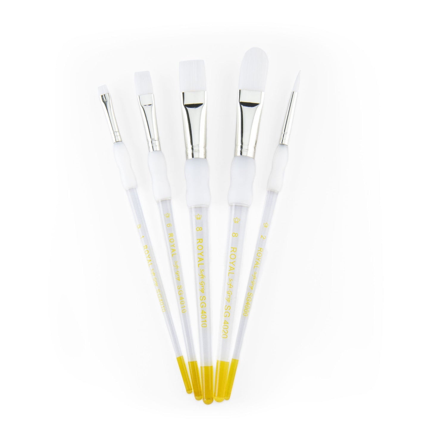 SG305 - Soft-Grip™ 5pc White Taklon Variety Brush Set glam 3