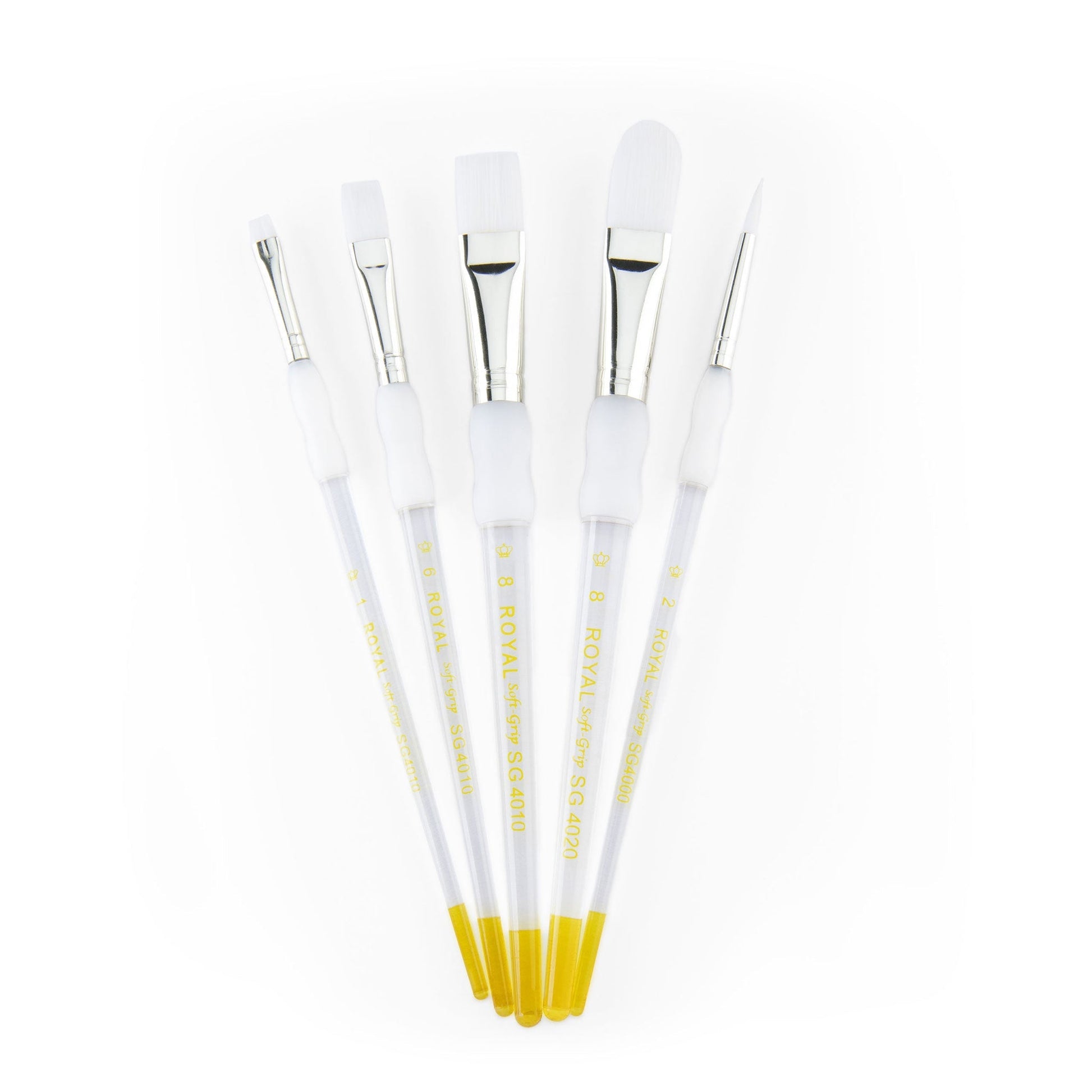 SG305 - Soft-Grip™ 5pc White Taklon Variety Brush Set glam 3