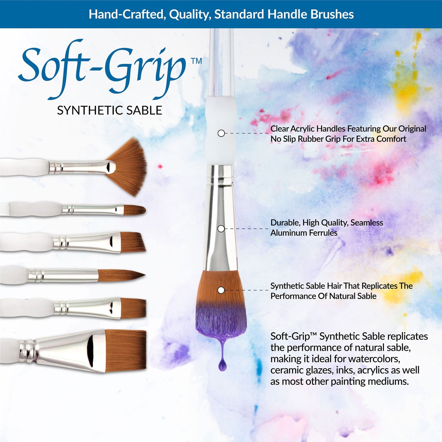 SG310 - Soft-Grip™ 5pc Synthetic Sable Variety Brush Set infographic 1