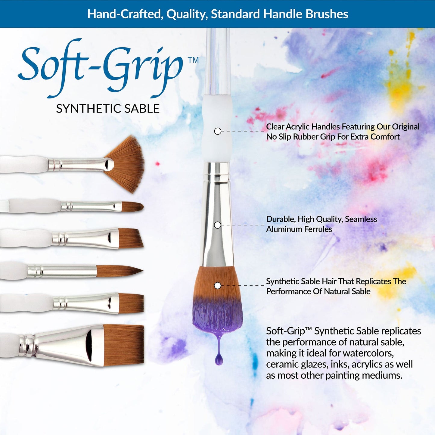 SG311 - Soft-Grip™ 5pc Synthetic Sable Variety Brush Set infographic 1