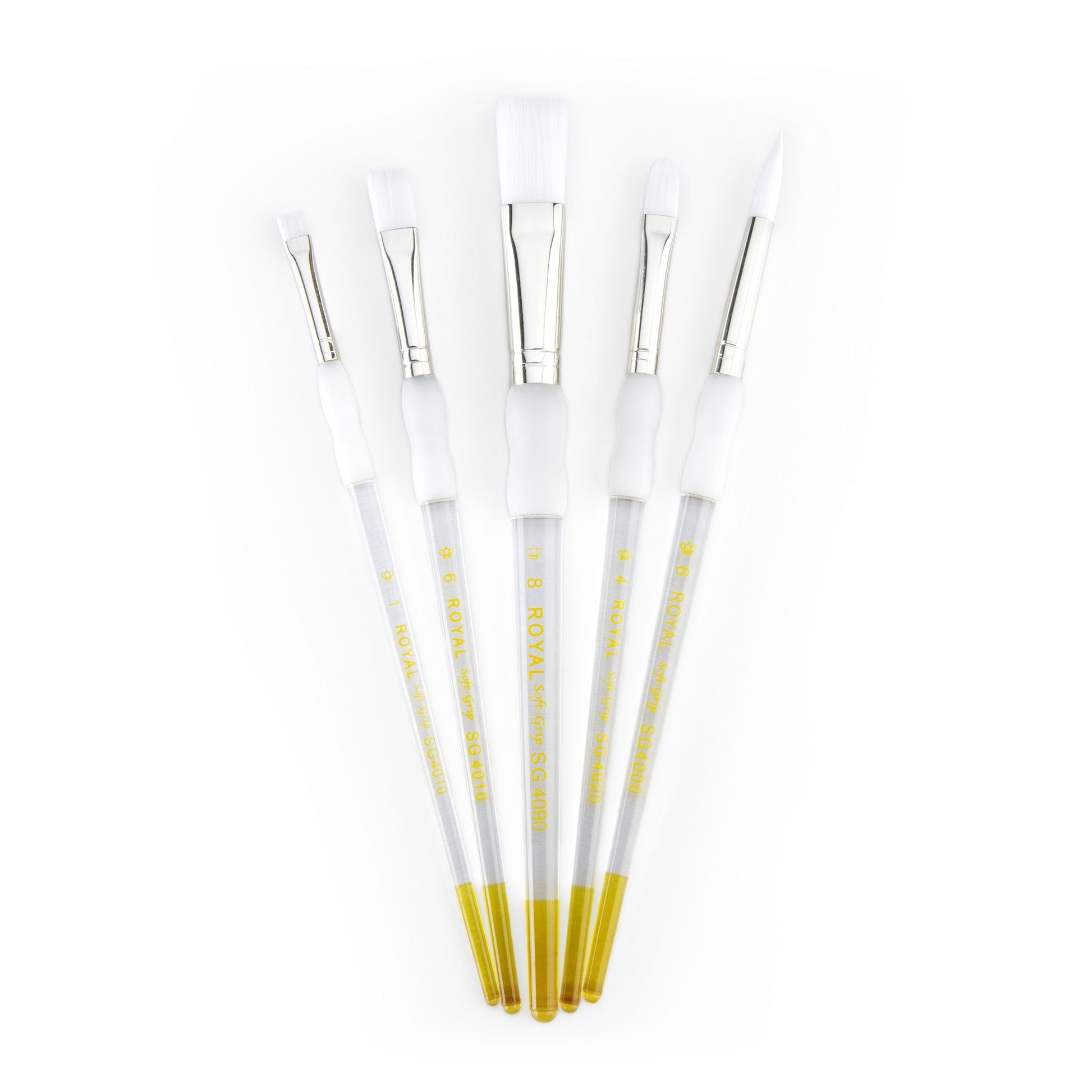 SG315 - Soft-Grip™ 5pc White Taklon Variety Brush Set glam 3