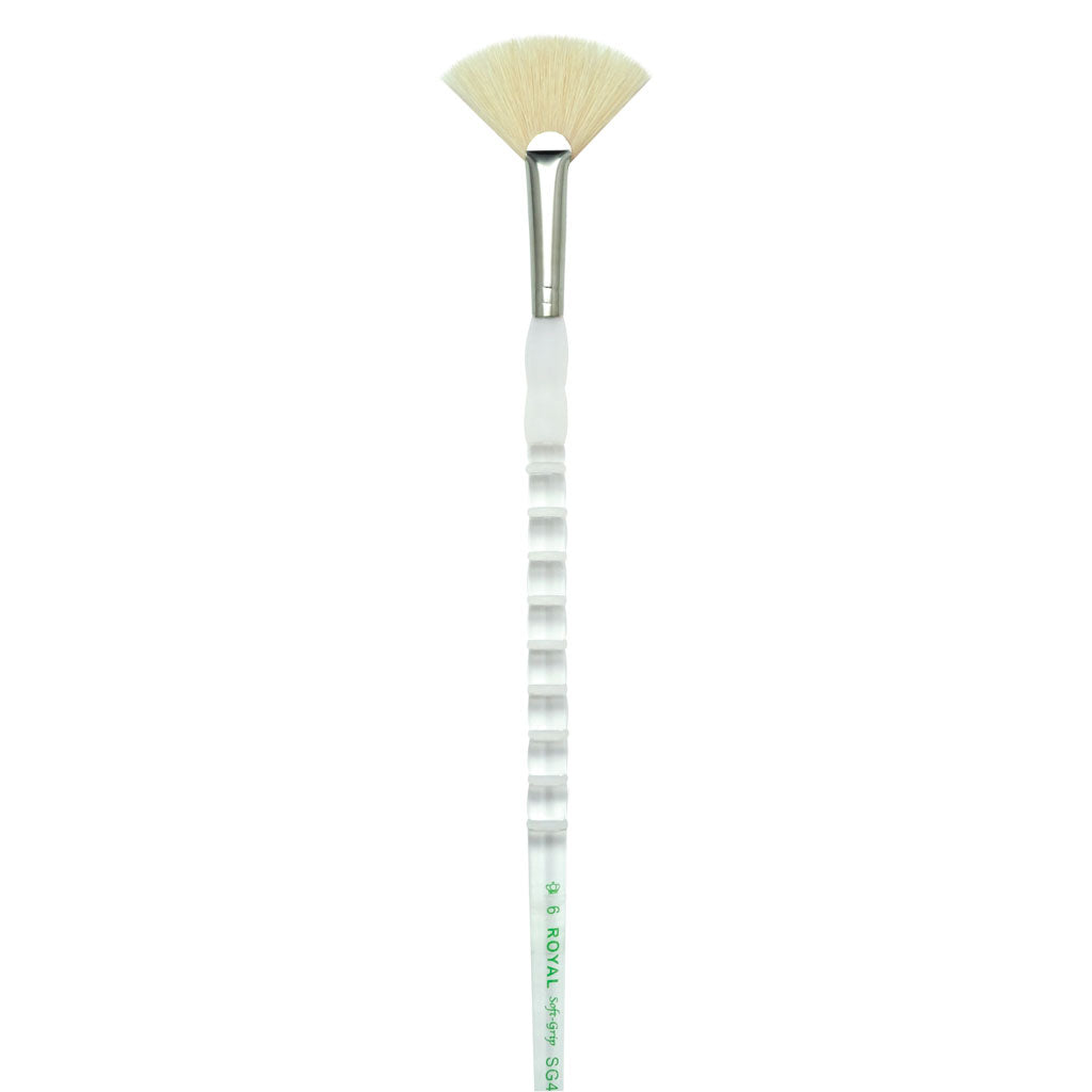 SG405FB-6 - Soft-Grip™ White Bristle Fan Brush Size 6