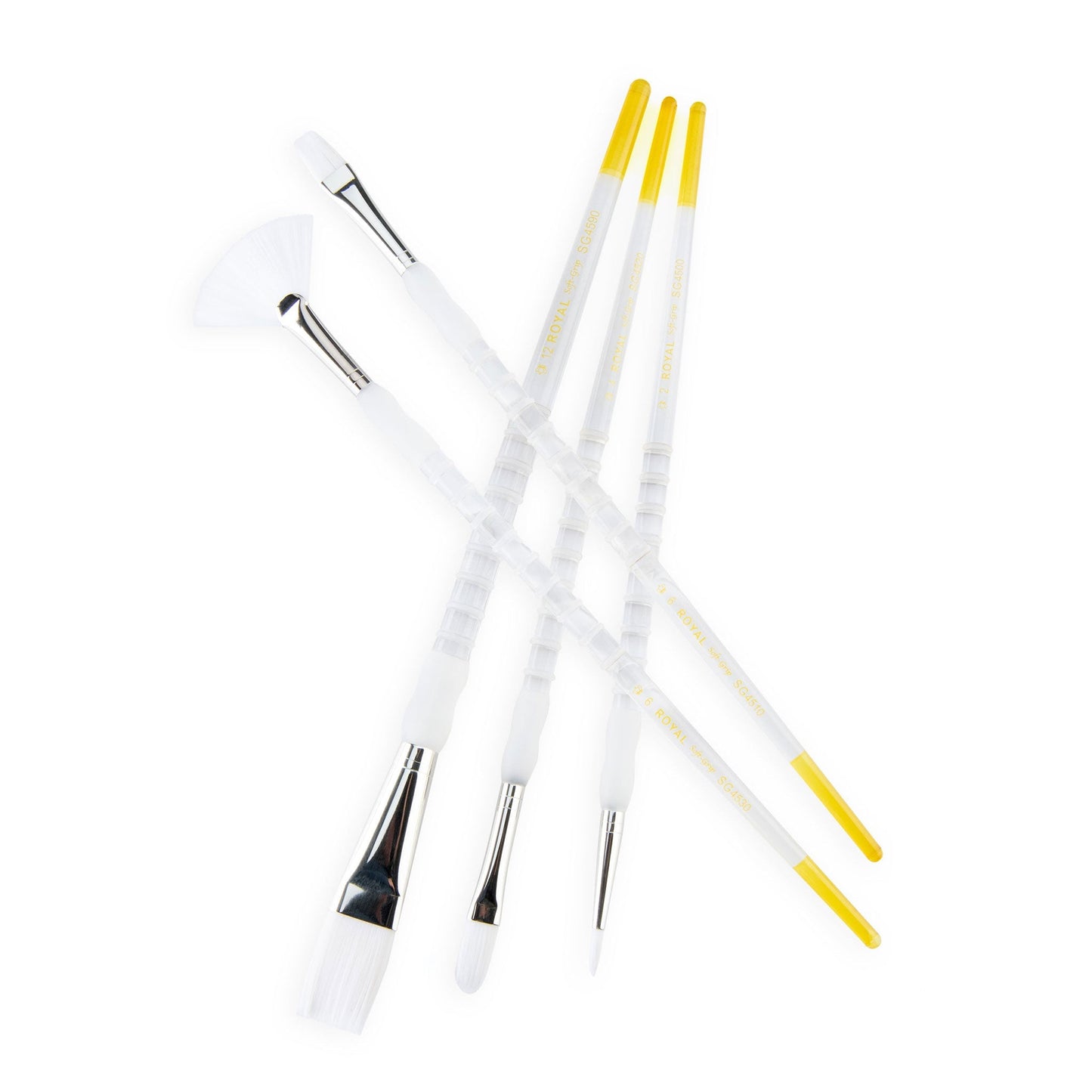 SG502 - Soft-Grip™ 5pc Long Handle White Taklon Variety Brush Set glam 3