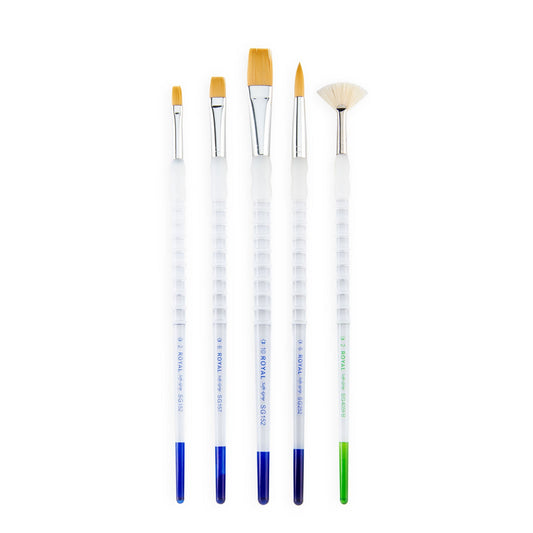 SG503 - Soft-Grip™ 5pc Long Handle Golden Taklon/Bristle Variety Brush Set