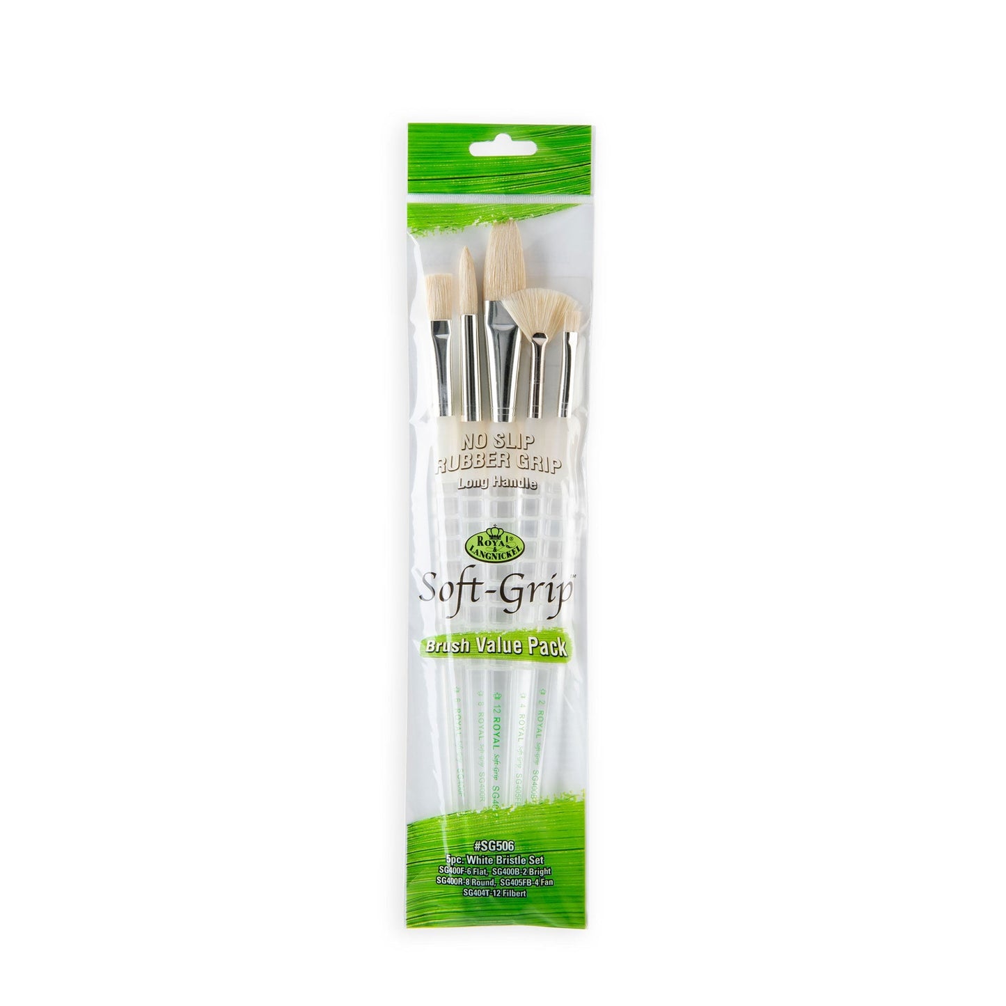 SG506 - Soft-Grip™ 5pc Long Handle Bristle Brushes packaging front