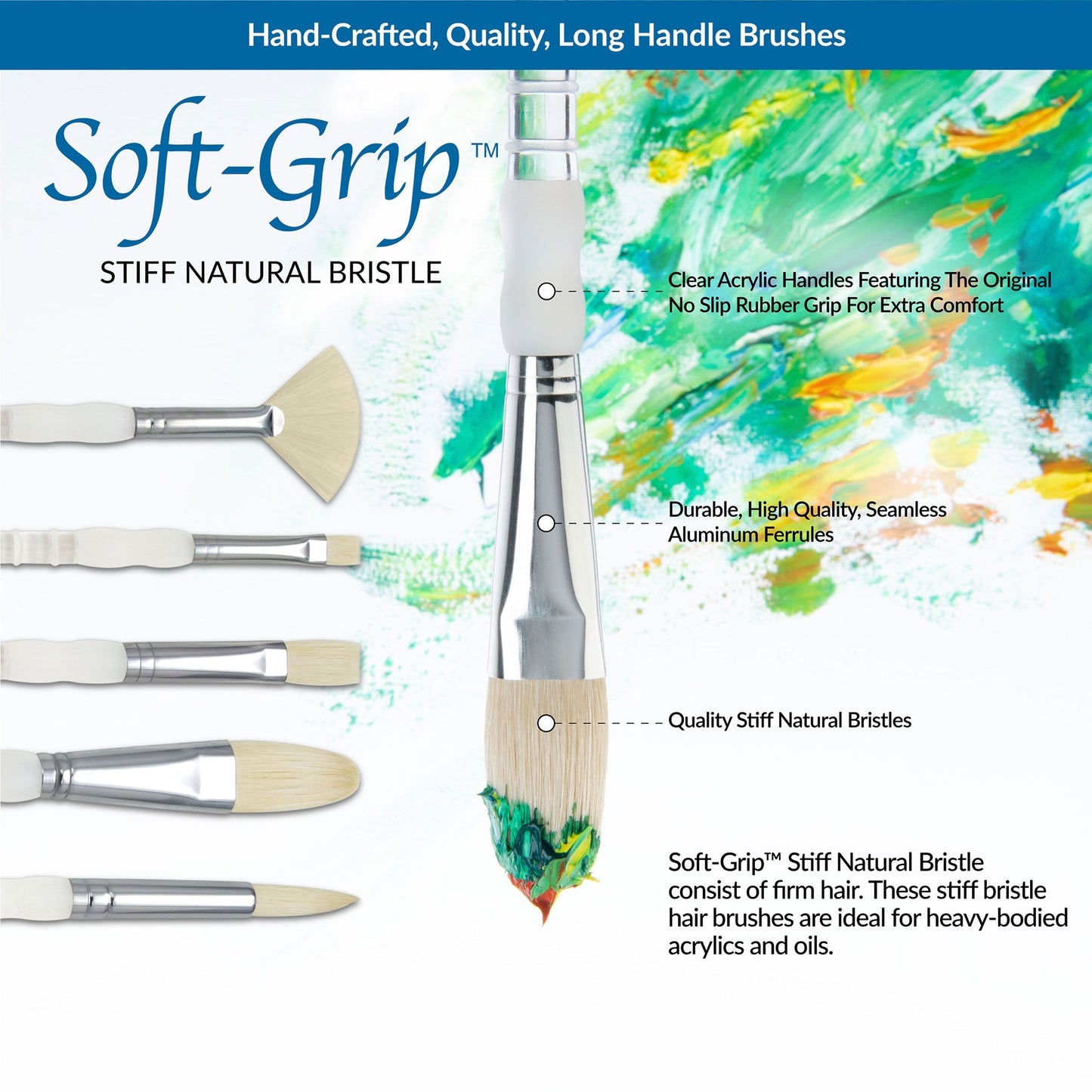 SG506 - Soft-Grip™ 5pc Long Handle Bristle Brushes infographic 1