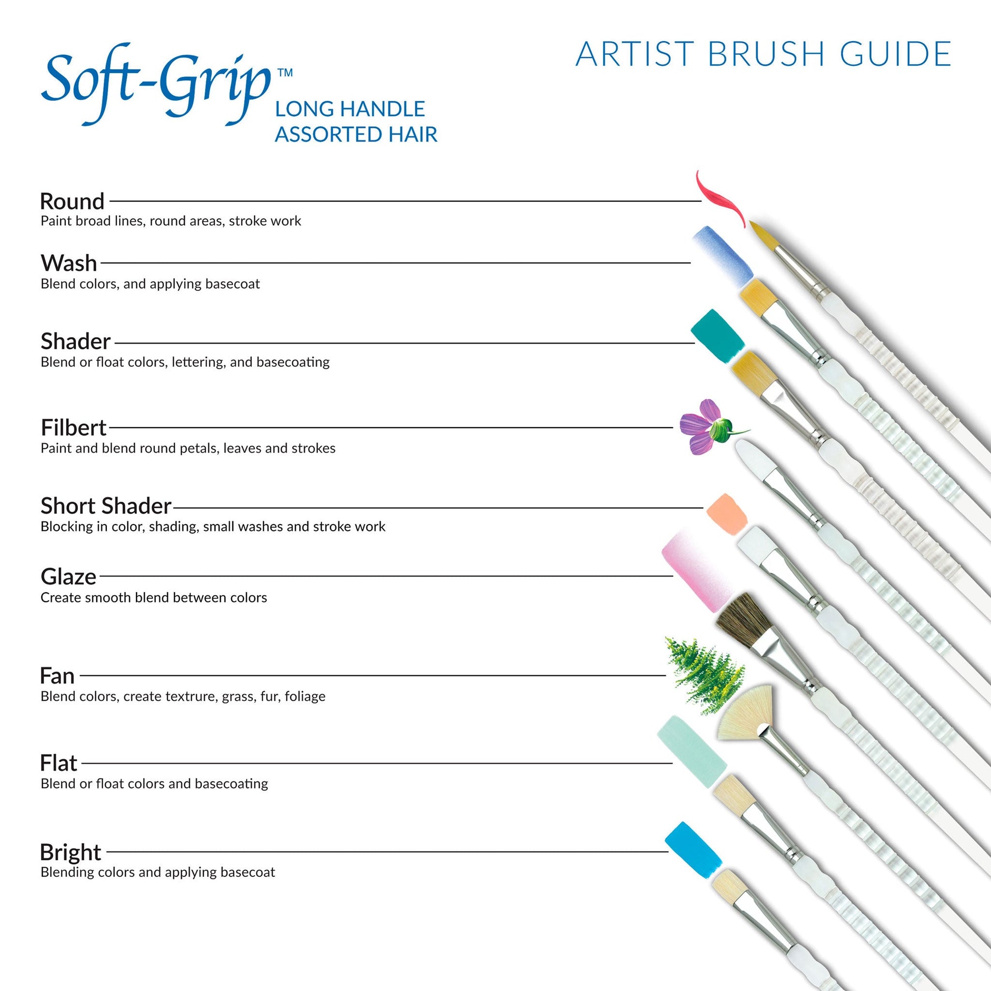 SG506 - Soft-Grip™ 5pc Long Handle Bristle Brushes infographic 2