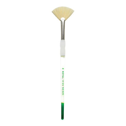 SG825-6 - Soft-Grip™ White Bristle Standard Handle Fan Brush Size 6