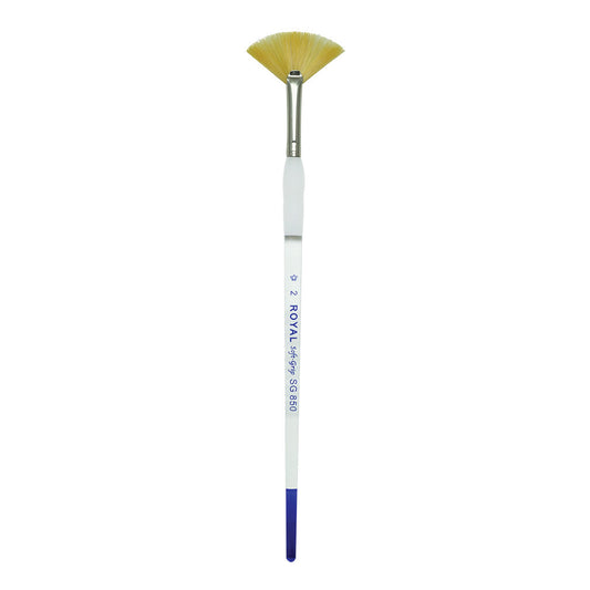 SG850-2 - Soft-Grip™ Gold Taklon Standard Handle Fan Brush Size - 2