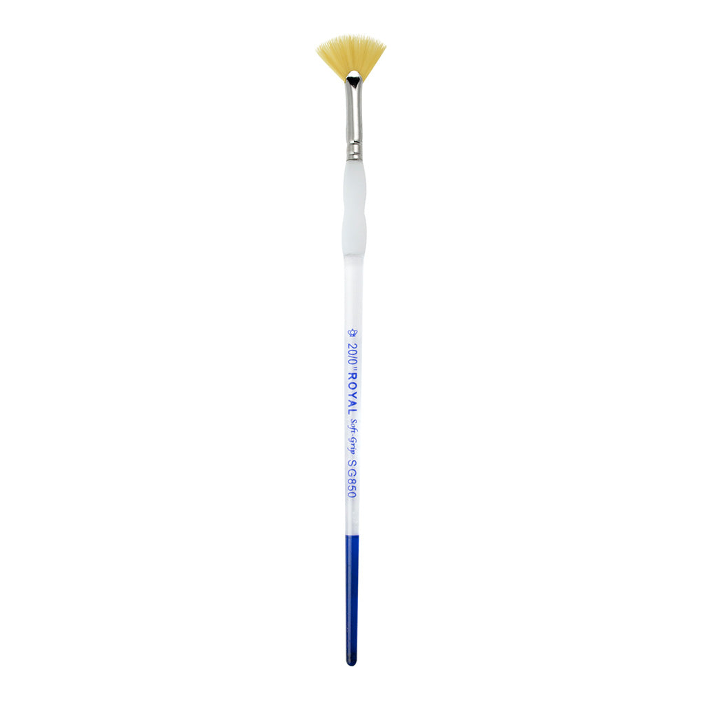 SG850-20/0 - Soft-Grip™ Gold Taklon Standard Handle Fan Brush Size - 20/0