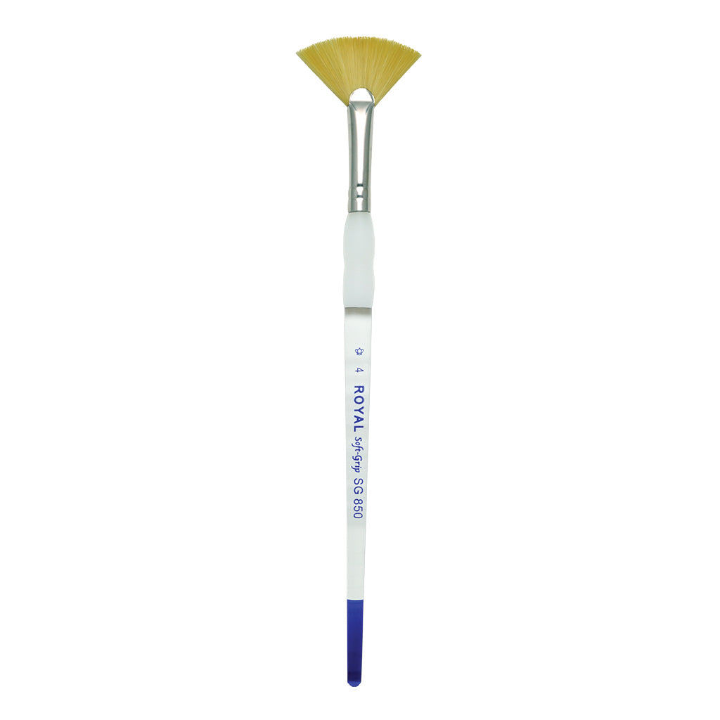 SG850-4 - Soft-Grip™ Gold Taklon Standard Handle Fan Brush Size - 4