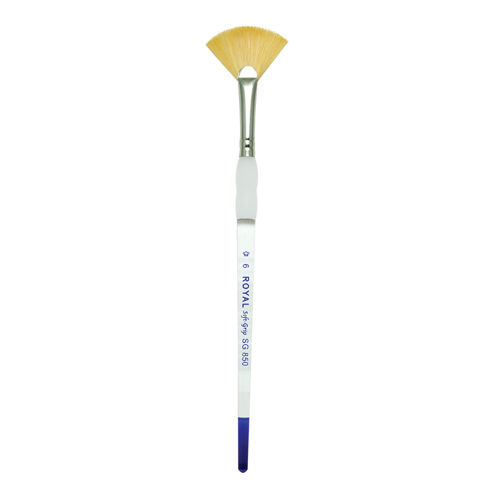 SG850-6 - Soft-Grip™ Gold Taklon Standard Handle Fan Brush Size - 6