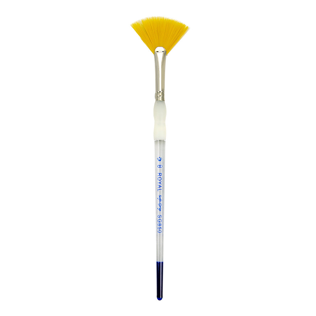 SG850-8 - Soft-Grip™ Gold Taklon Standard Handle Fan Brush Size - 8