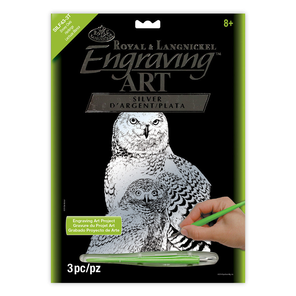 SILF43 - Engraving Art™ 8" x 10" Snowy Owls Silver Foil Project