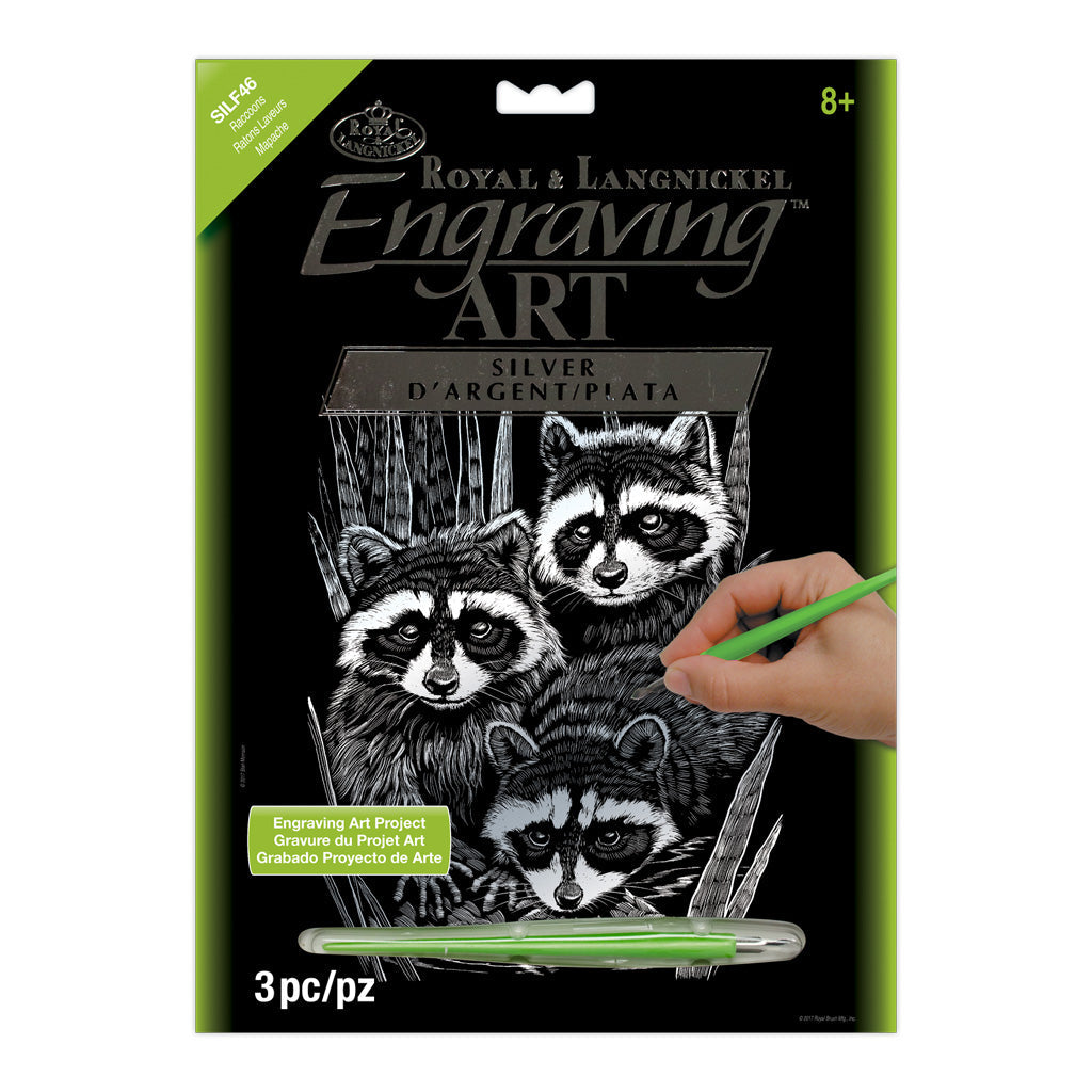 SILF46 - Engraving Art™ 8" x 10" Raccoons Silver Foil Project