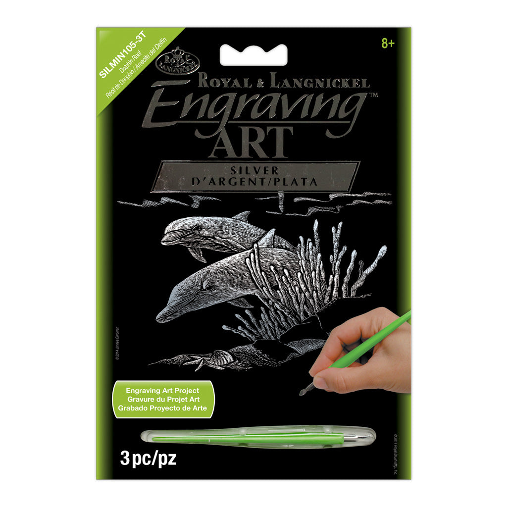 SILMIN-105 - Engraving Art™ 5" x 7" Dolphin Reef Silver Foil Project