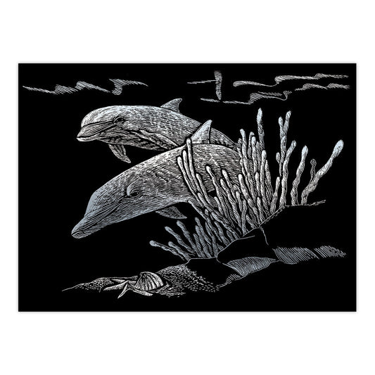 SILMIN-105 | Engraving Art™ 5" x 7" Dolphin Reef Silver Foil Project