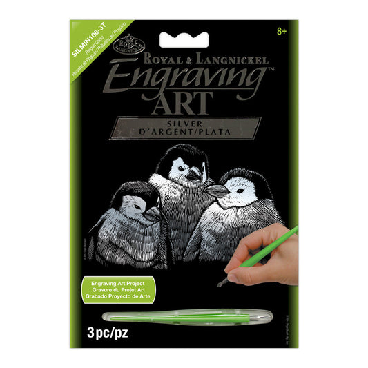 SILMIN-106 - Engraving Art™ 5" x 7" Penguin Chicks Silver Foil Project