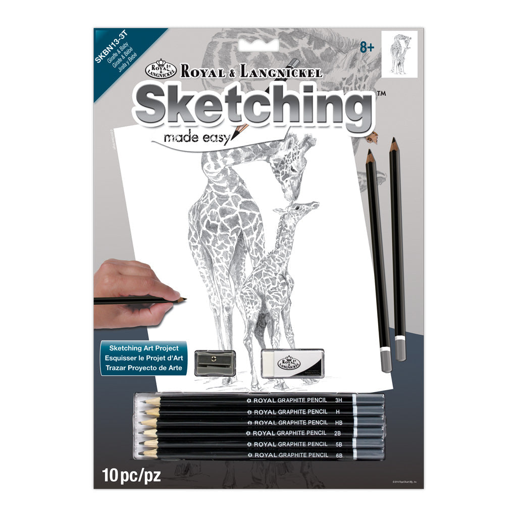 SKBN13 - Sketching Made Easy™ Giraffe & Baby 10pc 8.75" x 11.75" Sketching Art Project