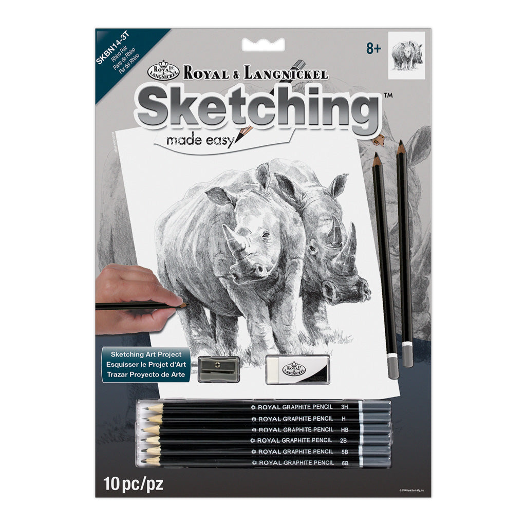 SKBN14 - Sketching Made Easy™ Rhino Pair 10pc 8.75" x 11.75" Sketching Art Project