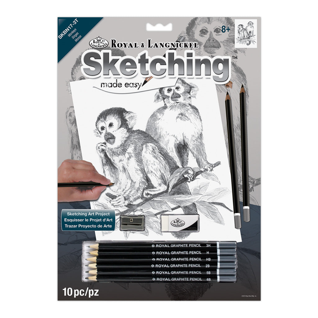 SKBN17 - Sketching Made Easy™ Monkeys 10pc 8.75" x 11.75" Sketching Art Project