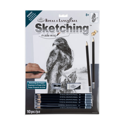 SKBN24 | Sketching Made Easy™ 10pc 8.75" x 11.75" Red Tailed Hawk Sketching Art Project