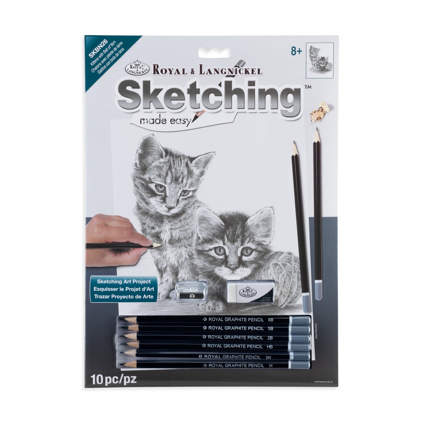 SKBN26 | Sketching Made Easy™ 10pc 8.75" x 11.75" Kittens with Ball of Yarn Sketching Art Project