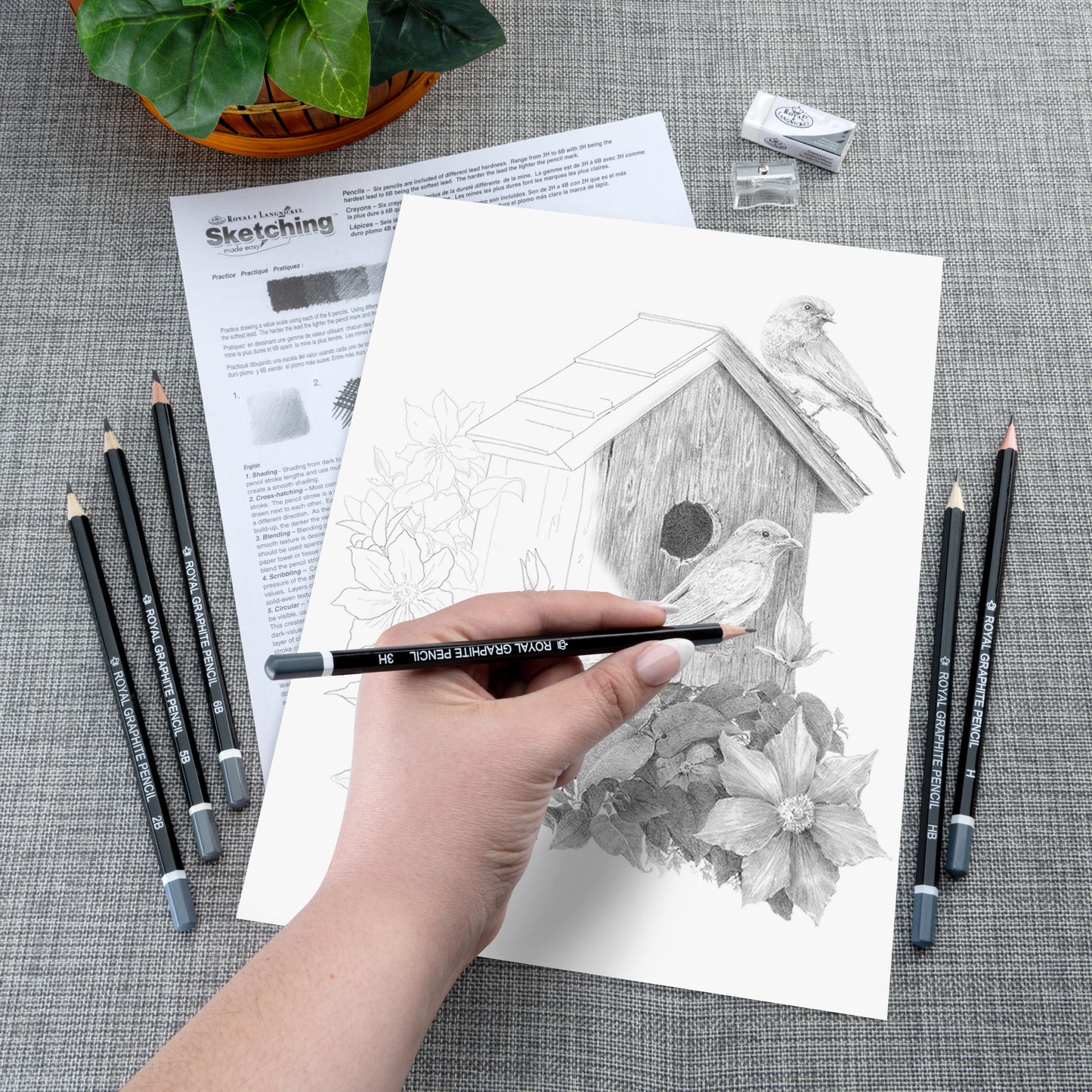 SKBN27 | Sketching Made Easy™ 10pc 8.75" x 11.75" Birdhouse Eyes Sketching Art Project