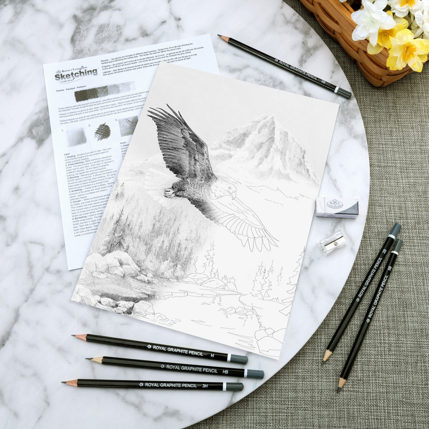 SKBN28 | Sketching Made Easy™ 10pc 8.75" x 11.75" Soaring Eagle Sketching Art Project