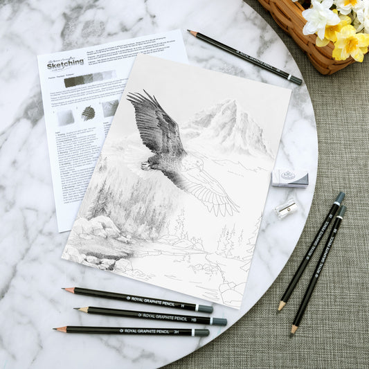 SKBN28 | Sketching Made Easy™ 10pc 8.75" x 11.75" Soaring Eagle Sketching Art Project