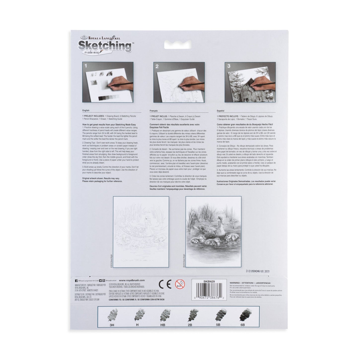 SKBN29 | Sketching Made Easy™ 10pc 8.75" x 11.75" Ducklings in Water Sketching Art Project