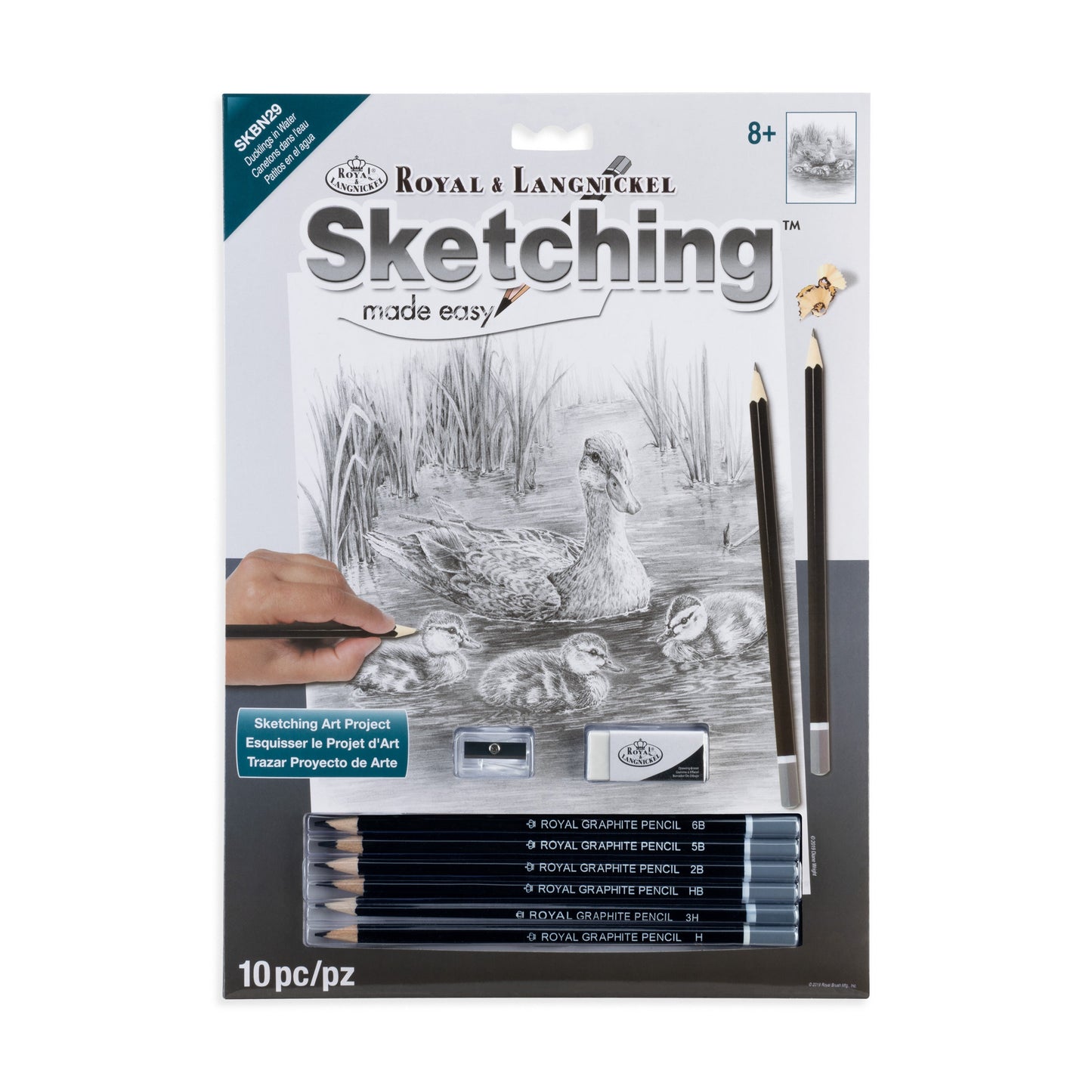 SKBN29 | Sketching Made Easy™ 10pc 8.75" x 11.75" Ducklings in Water Sketching Art Project